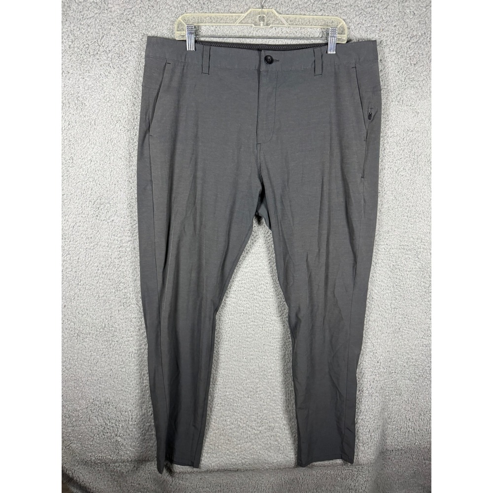 Vuori Mens Aim Pants 36 Gray Performance Stretch Travel Chino Zip Pocket V431